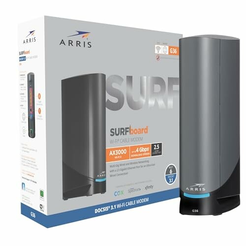 ARRIS SURFboard Wi-Fi 6 cable modem with packaging