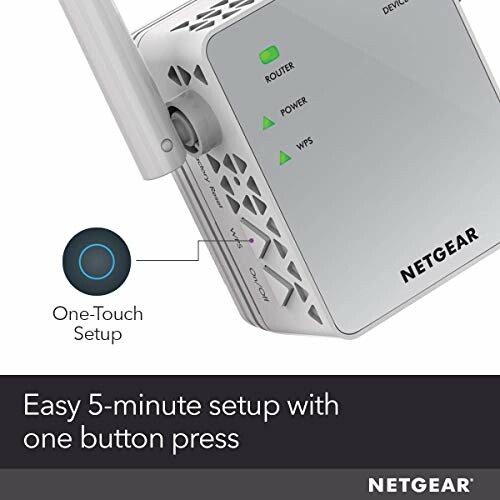 NETGEAR WiFi extender with one-touch setup feature.