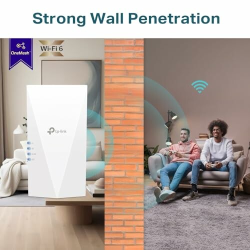 Wi-Fi 6 router demonstrating strong wall penetration.